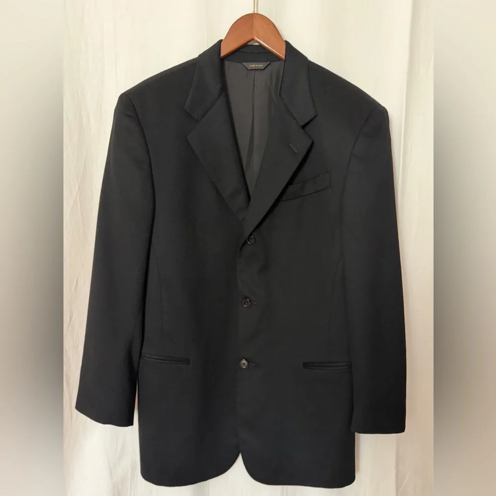 Donna Karen - Men’s 100% Cashmere Blazer Jacket- Black - Sz 40R* Shirt Sleeves